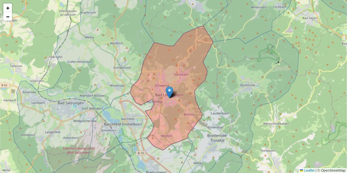 Karte des Postleitzahlen Bereichs  und der umliegenden Postleitzahlen in Deutschland