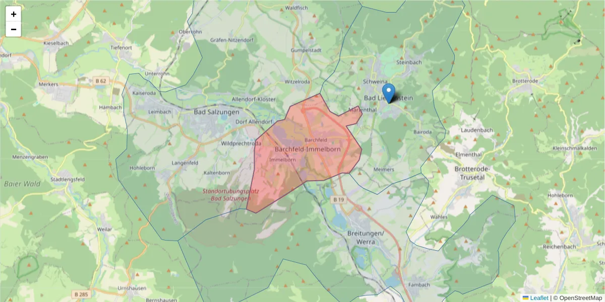 Karte des Postleitzahlen Bereichs  und der umliegenden Postleitzahlen in Deutschland