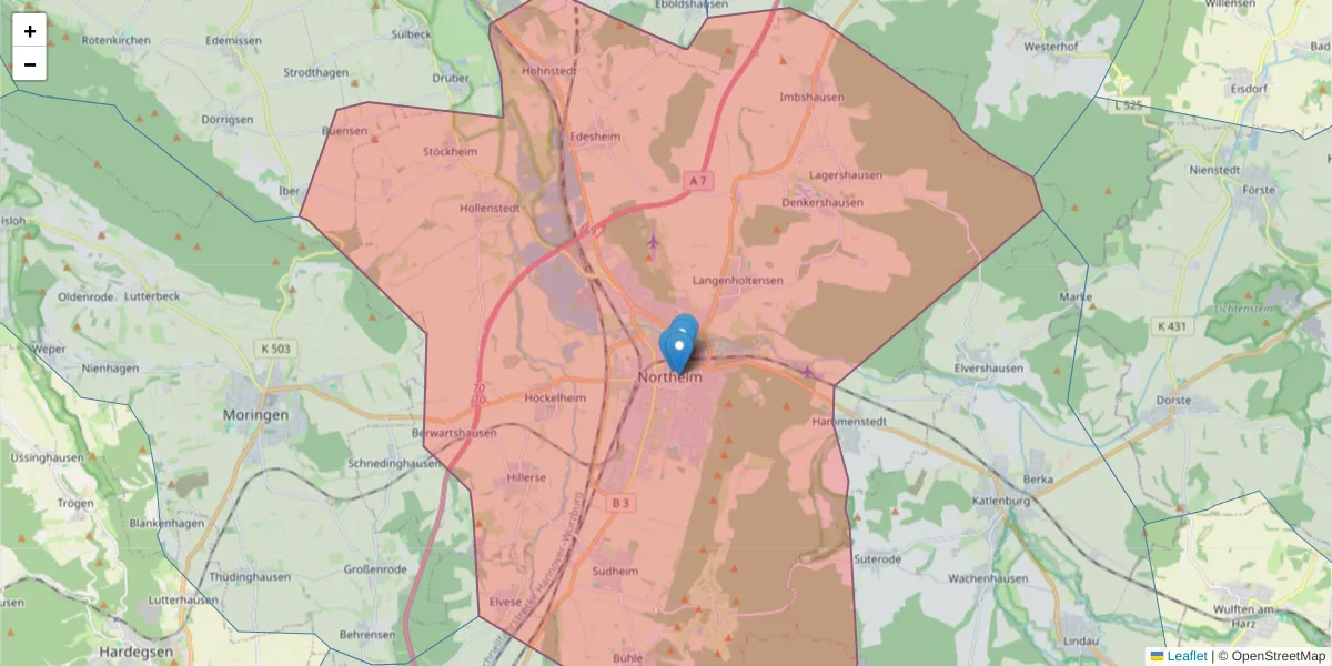 Karte des Postleitzahlen Bereichs  und der umliegenden Postleitzahlen in Deutschland