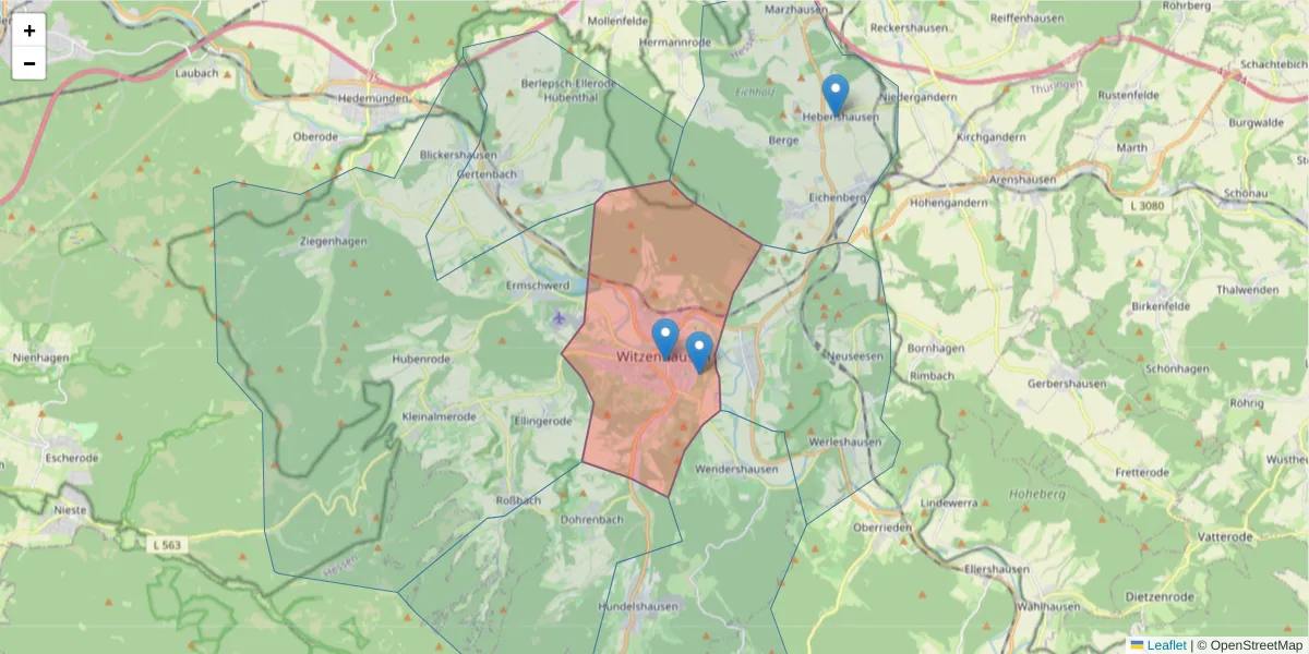 Karte des Postleitzahlen Bereichs  und der umliegenden Postleitzahlen in Deutschland