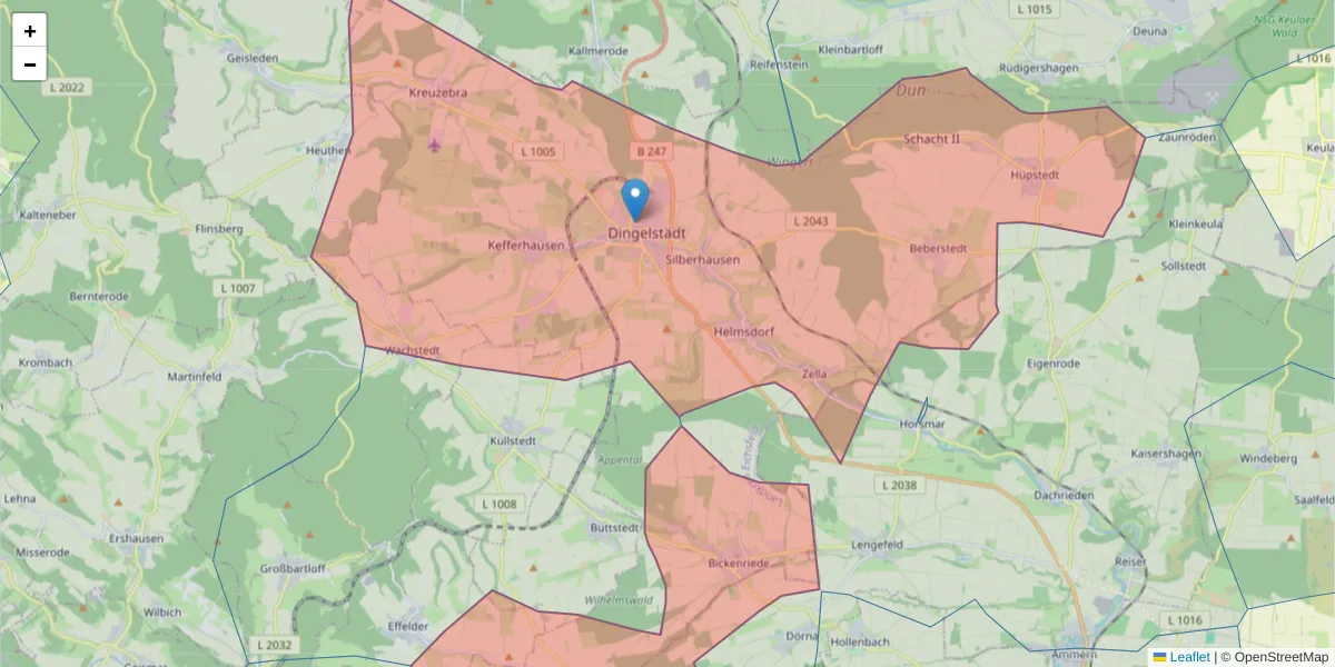 Karte des Postleitzahlen Bereichs  und der umliegenden Postleitzahlen in Deutschland