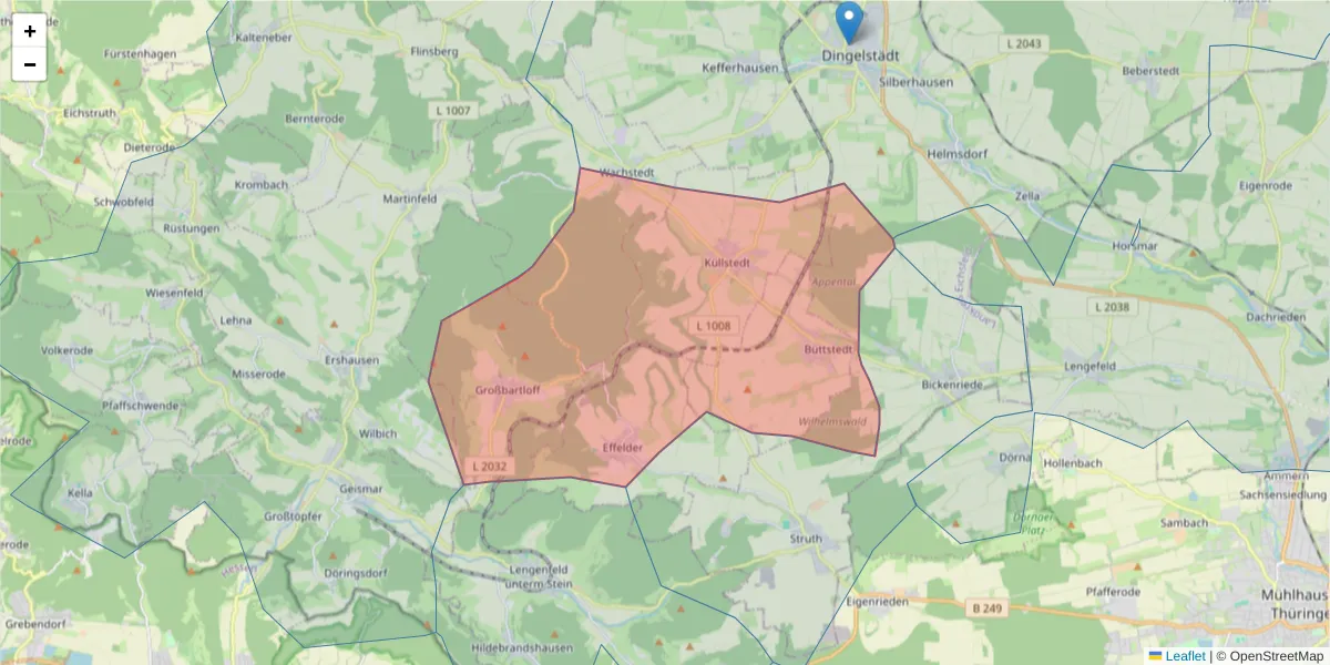 Karte des Postleitzahlen Bereichs  und der umliegenden Postleitzahlen in Deutschland