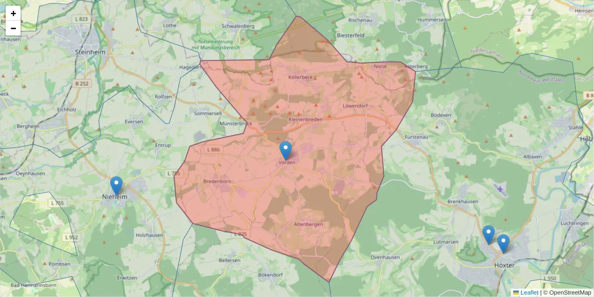 Karte des Postleitzahlen Bereichs  und der umliegenden Postleitzahlen in Deutschland