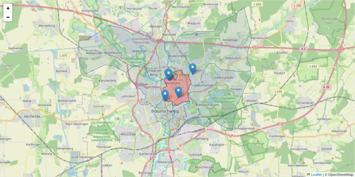 Karte des Postleitzahlen Bereichs  und der umliegenden Postleitzahlen in Deutschland