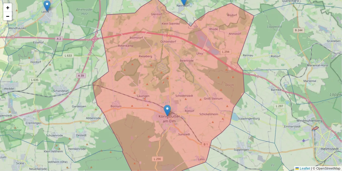 Karte des Postleitzahlen Bereichs  und der umliegenden Postleitzahlen in Deutschland