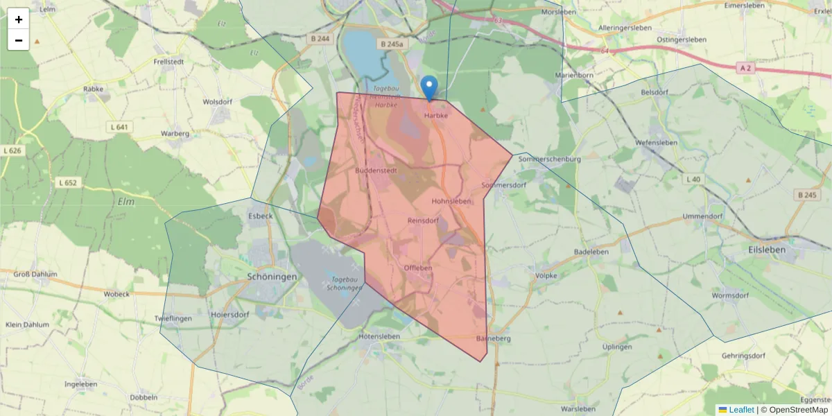 Karte des Postleitzahlen Bereichs  und der umliegenden Postleitzahlen in Deutschland
