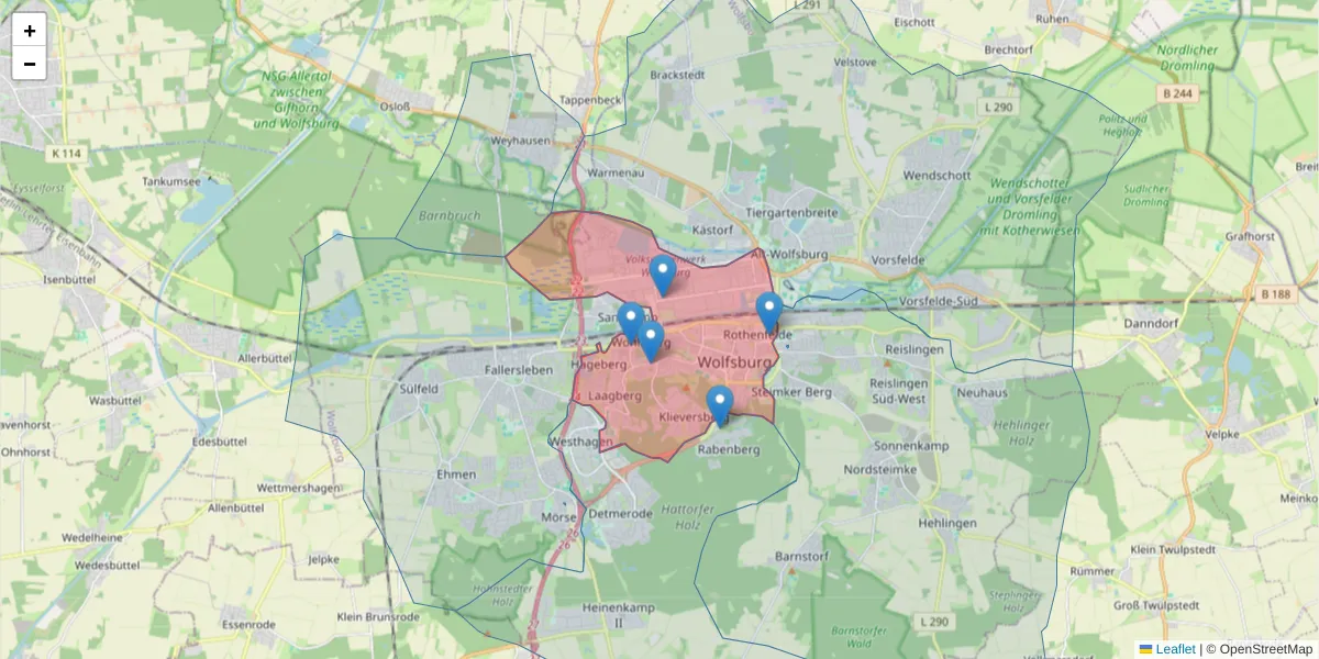 Karte des Postleitzahlen Bereichs  und der umliegenden Postleitzahlen in Deutschland