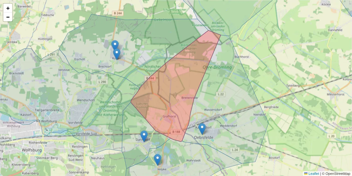 Karte des Postleitzahlen Bereichs  und der umliegenden Postleitzahlen in Deutschland