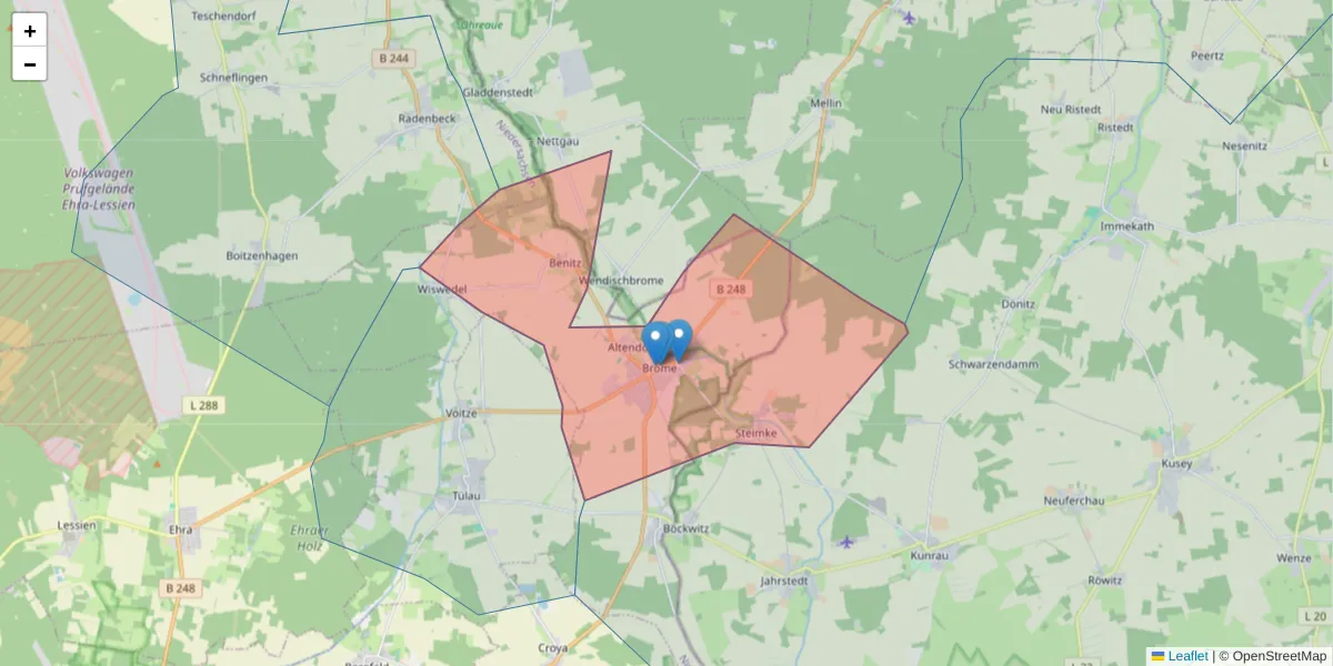 Karte des Postleitzahlen Bereichs  und der umliegenden Postleitzahlen in Deutschland