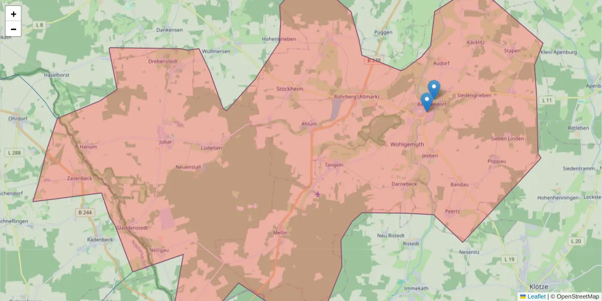 Karte des Postleitzahlen Bereichs  und der umliegenden Postleitzahlen in Deutschland
