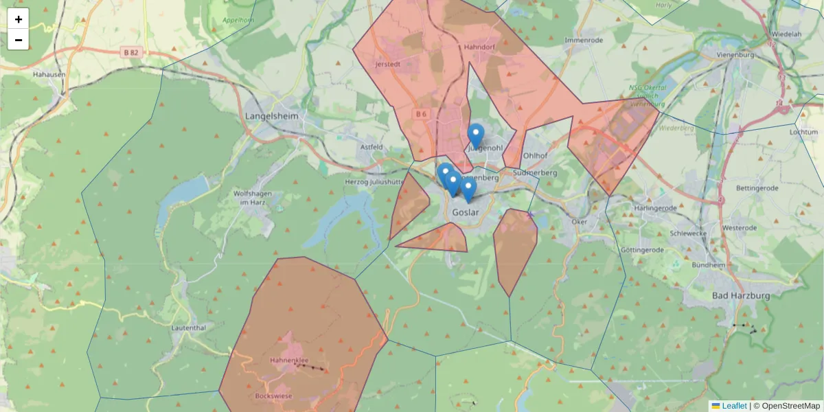 Karte des Postleitzahlen Bereichs  und der umliegenden Postleitzahlen in Deutschland