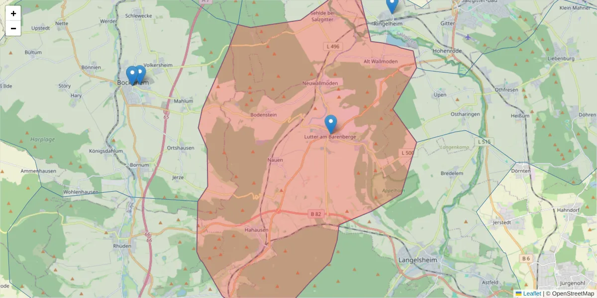 Karte des Postleitzahlen Bereichs  und der umliegenden Postleitzahlen in Deutschland