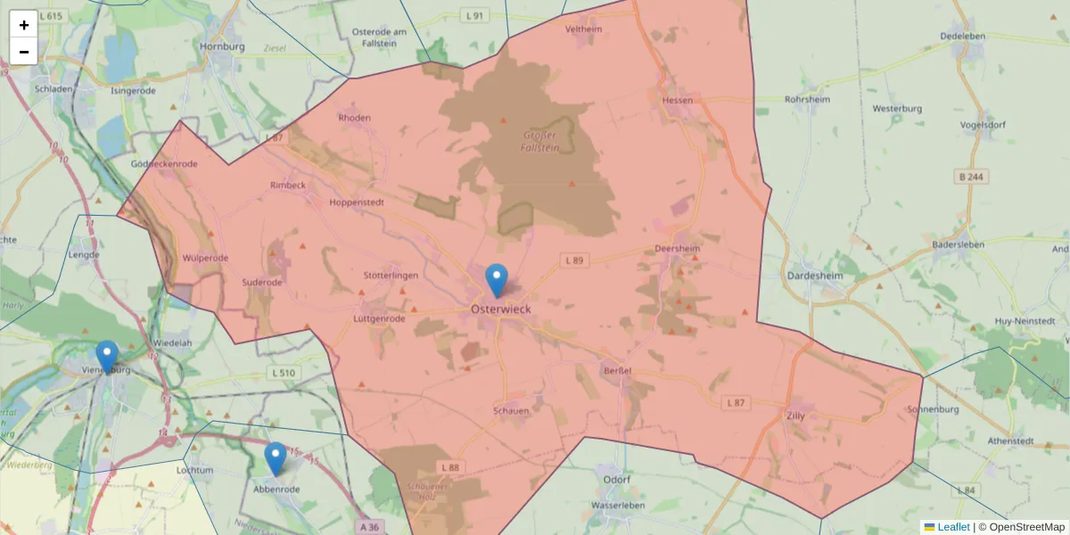 Karte des Postleitzahlen Bereichs  und der umliegenden Postleitzahlen in Deutschland