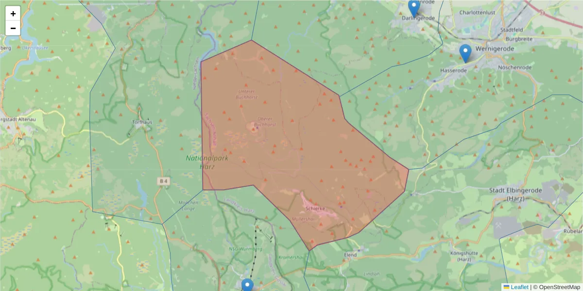 Karte des Postleitzahlen Bereichs  und der umliegenden Postleitzahlen in Deutschland