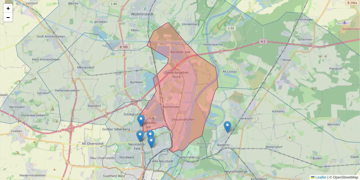 Karte des Postleitzahlen Bereichs  und der umliegenden Postleitzahlen in Deutschland