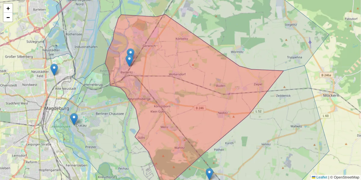 Karte des Postleitzahlen Bereichs  und der umliegenden Postleitzahlen in Deutschland