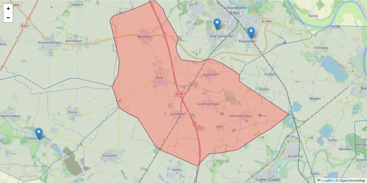 Karte des Postleitzahlen Bereichs  und der umliegenden Postleitzahlen in Deutschland