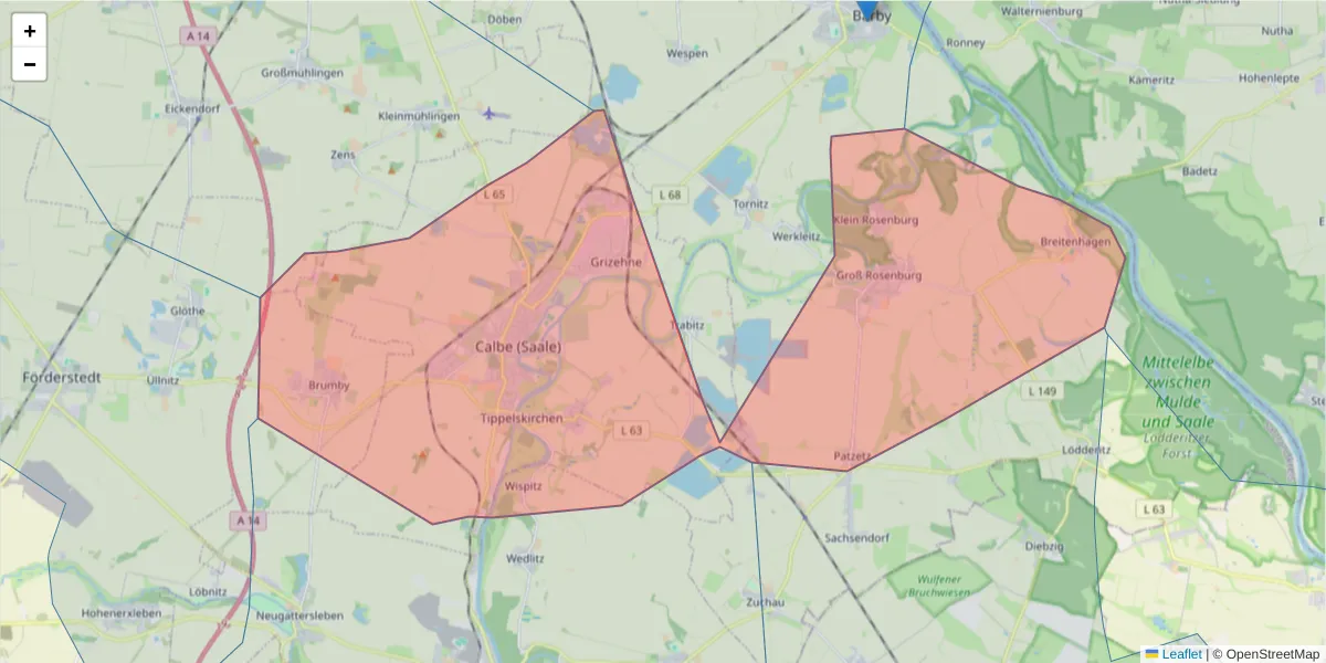 Karte des Postleitzahlen Bereichs  und der umliegenden Postleitzahlen in Deutschland