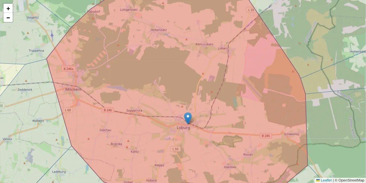 Karte des Postleitzahlen Bereichs  und der umliegenden Postleitzahlen in Deutschland