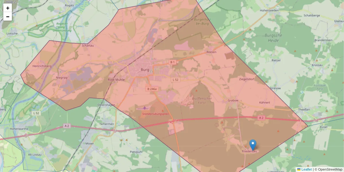 Karte des Postleitzahlen Bereichs  und der umliegenden Postleitzahlen in Deutschland