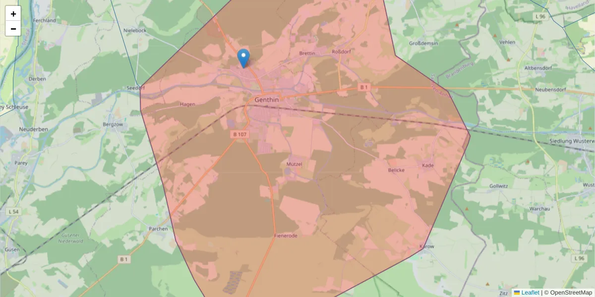 Karte des Postleitzahlen Bereichs  und der umliegenden Postleitzahlen in Deutschland