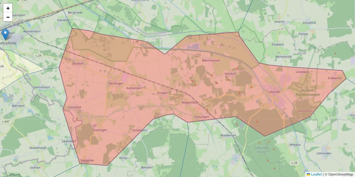 Karte des Postleitzahlen Bereichs  und der umliegenden Postleitzahlen in Deutschland