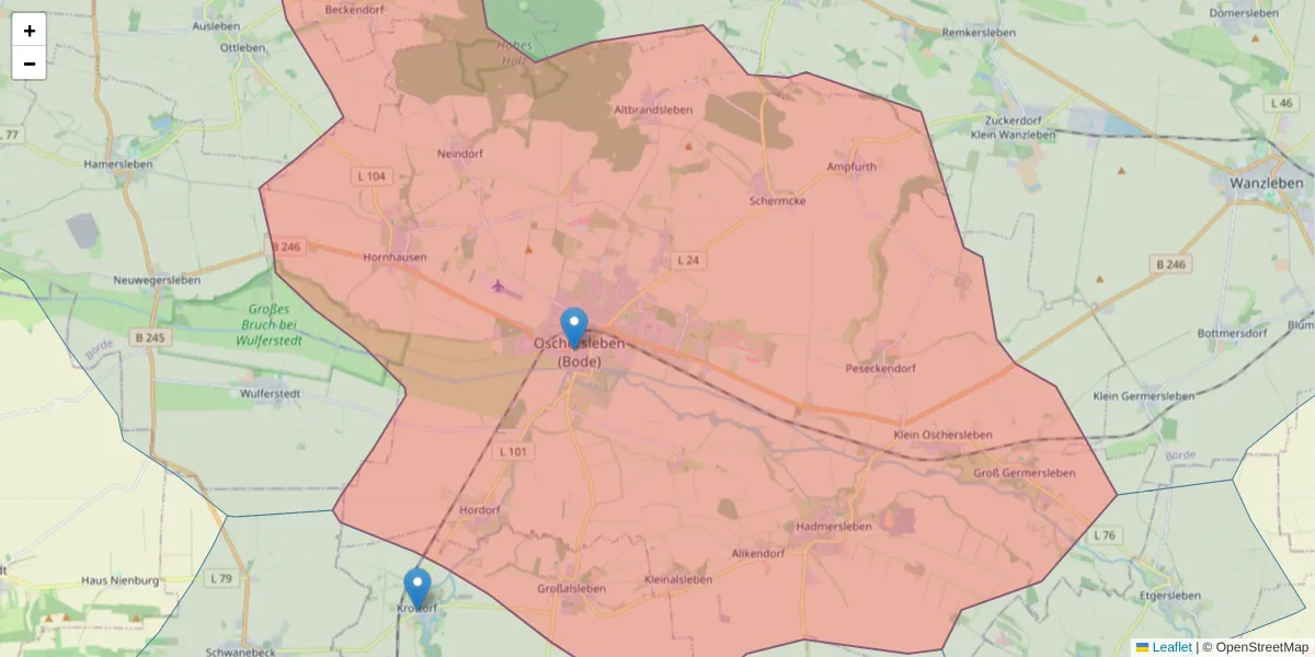 Karte des Postleitzahlen Bereichs  und der umliegenden Postleitzahlen in Deutschland