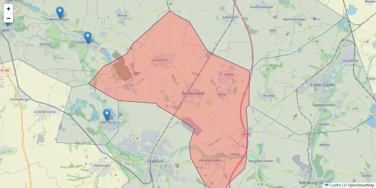 Karte des Postleitzahlen Bereichs  und der umliegenden Postleitzahlen in Deutschland
