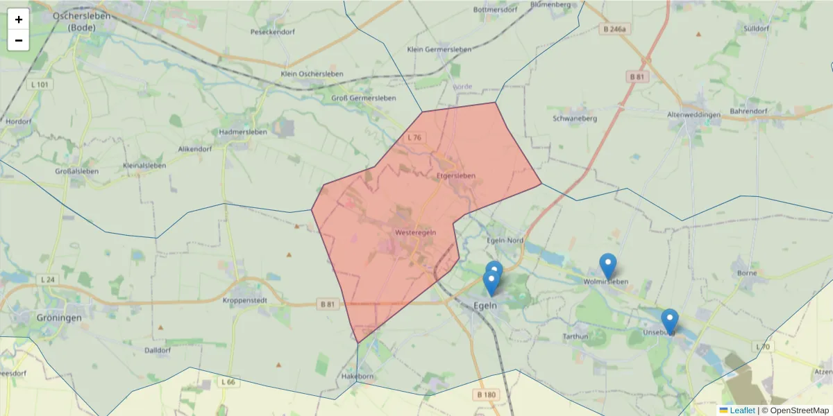 Karte des Postleitzahlen Bereichs  und der umliegenden Postleitzahlen in Deutschland