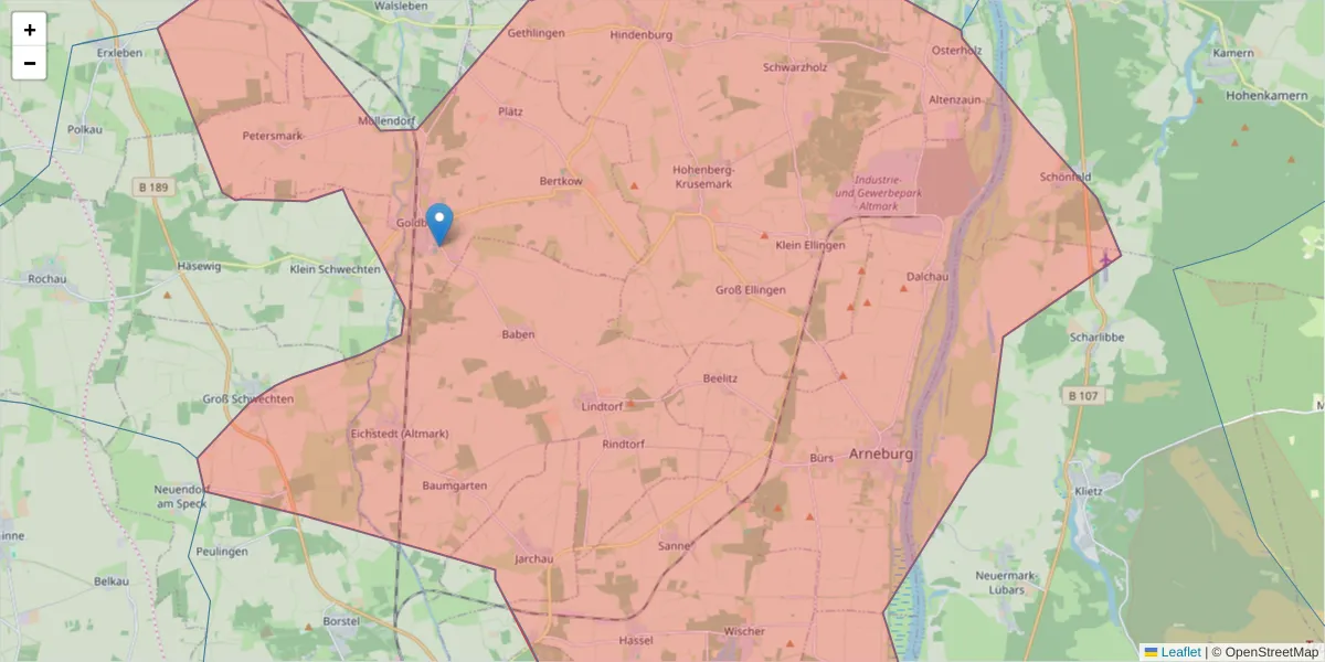 Karte des Postleitzahlen Bereichs  und der umliegenden Postleitzahlen in Deutschland