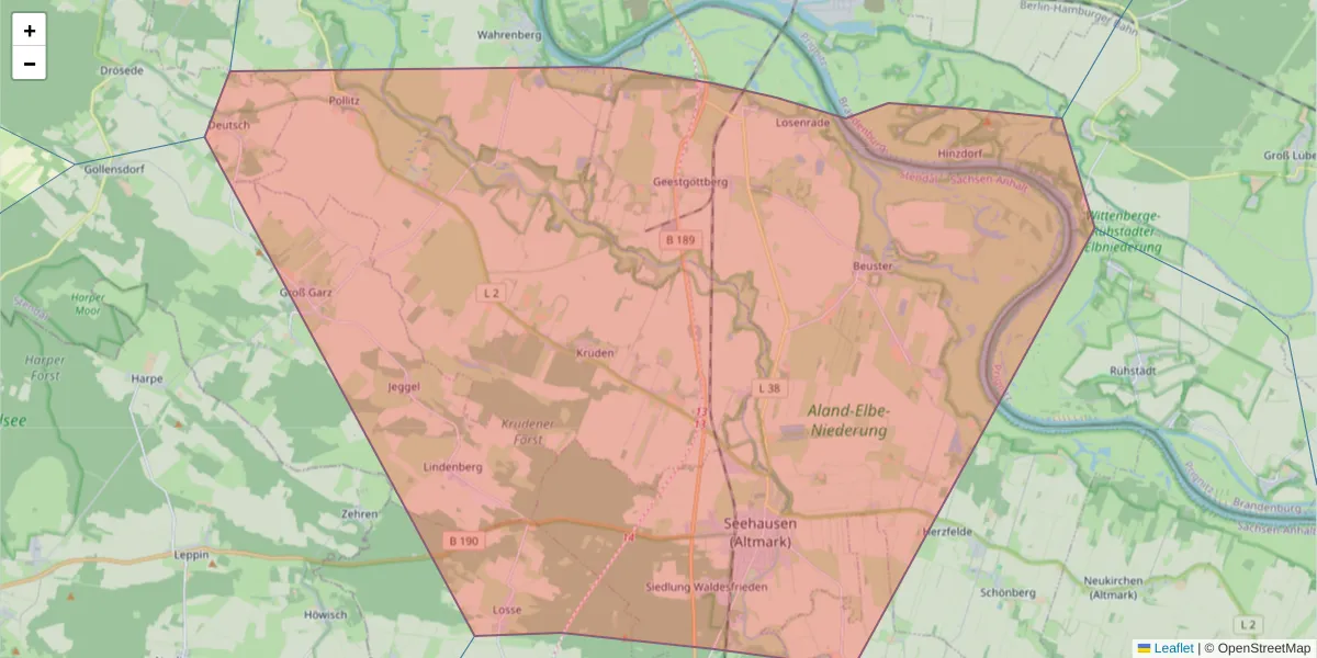 Karte des Postleitzahlen Bereichs  und der umliegenden Postleitzahlen in Deutschland