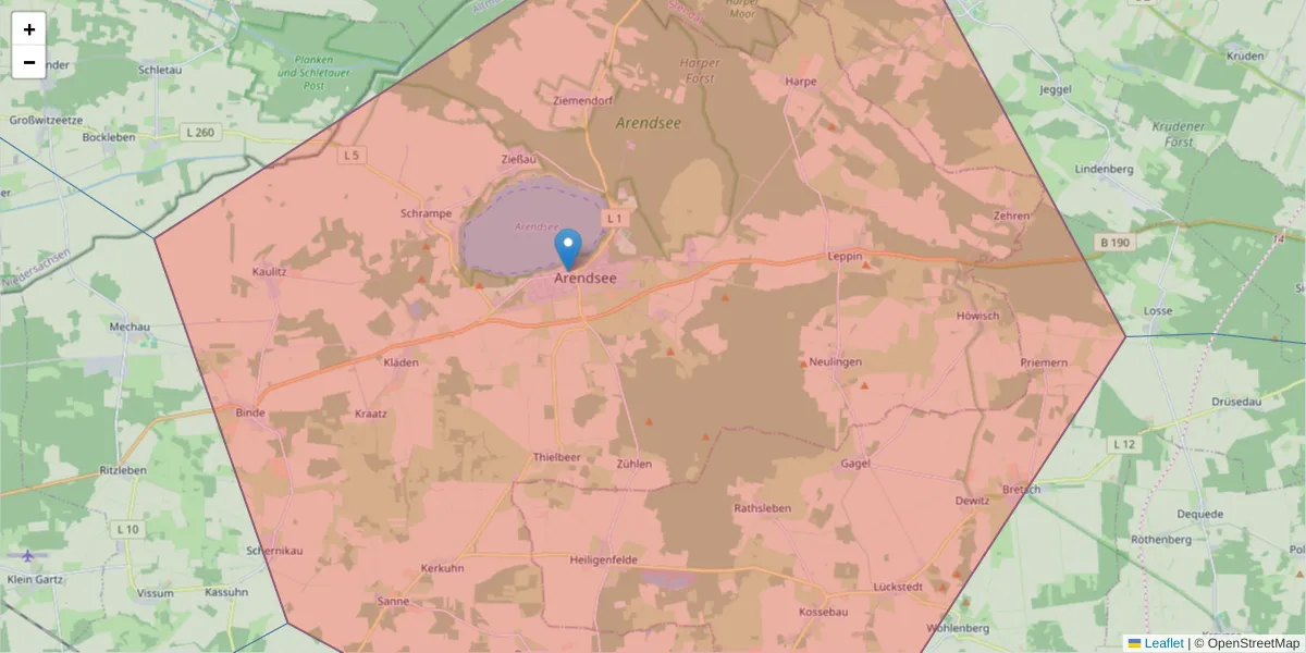 Karte des Postleitzahlen Bereichs  und der umliegenden Postleitzahlen in Deutschland