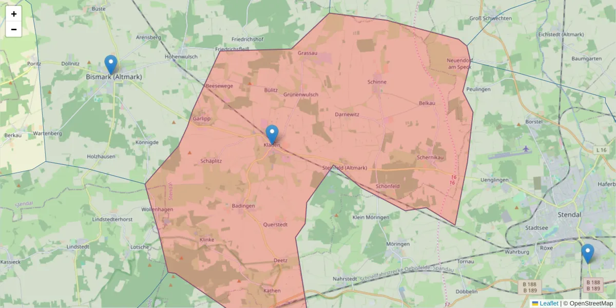 Karte des Postleitzahlen Bereichs  und der umliegenden Postleitzahlen in Deutschland