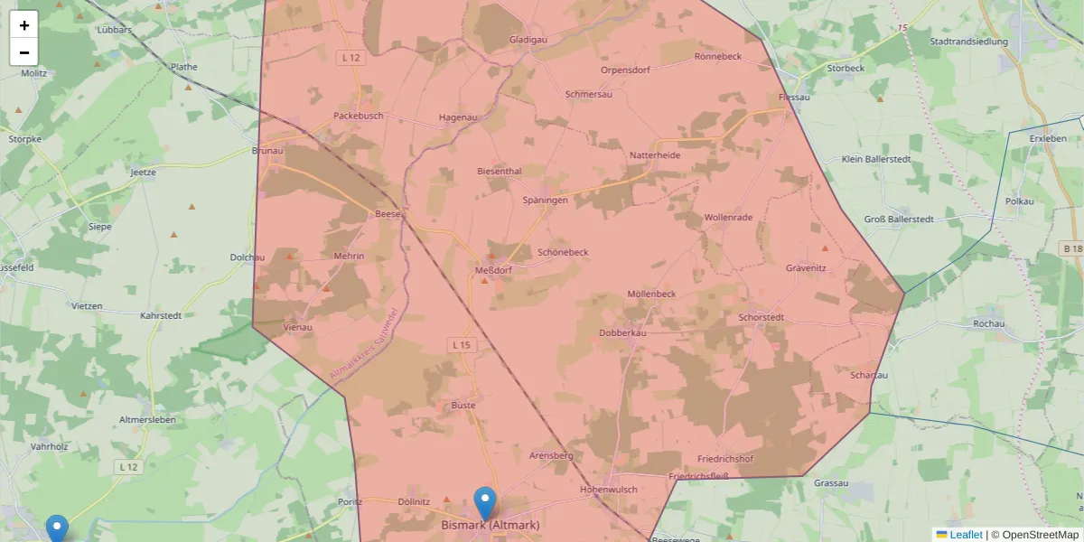 Karte des Postleitzahlen Bereichs  und der umliegenden Postleitzahlen in Deutschland