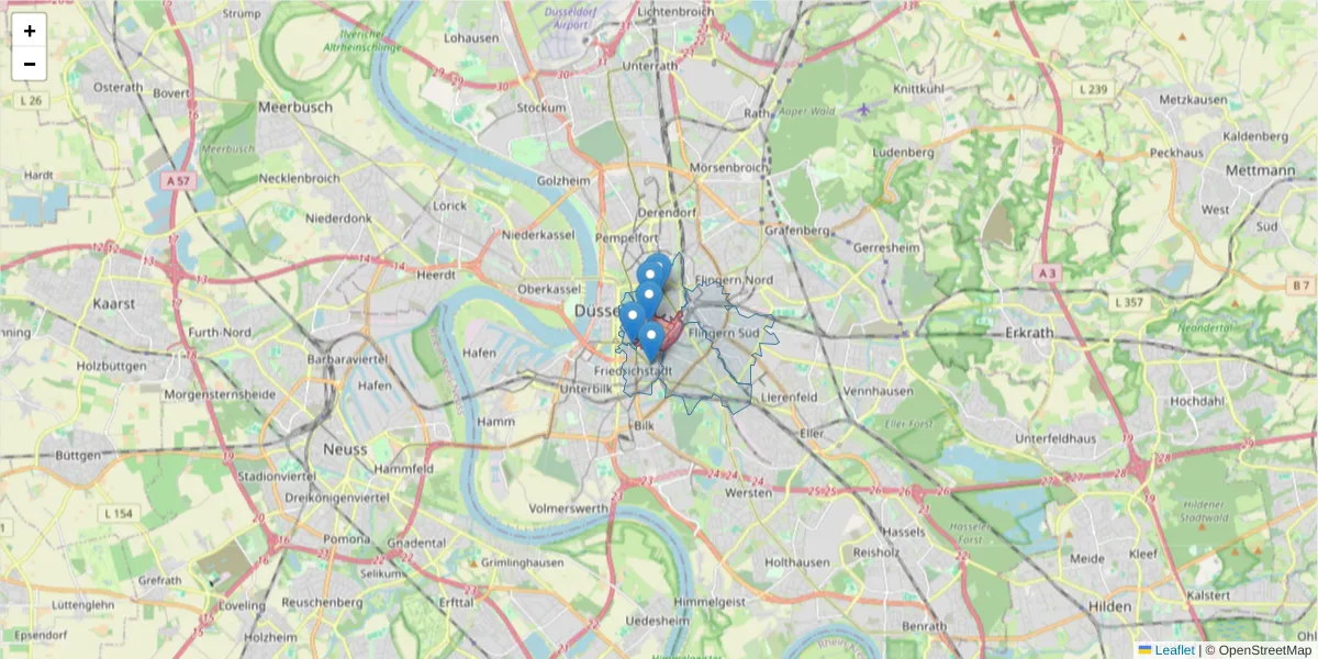 Karte des Postleitzahlen Bereichs  und der umliegenden Postleitzahlen in Deutschland