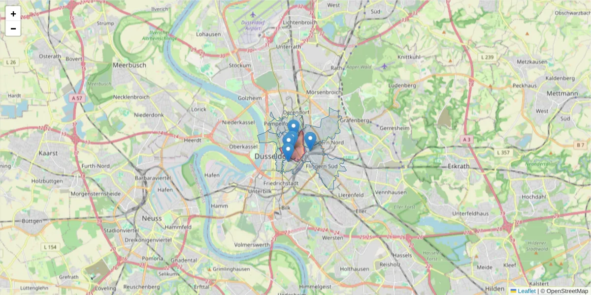 Karte des Postleitzahlen Bereichs  und der umliegenden Postleitzahlen in Deutschland