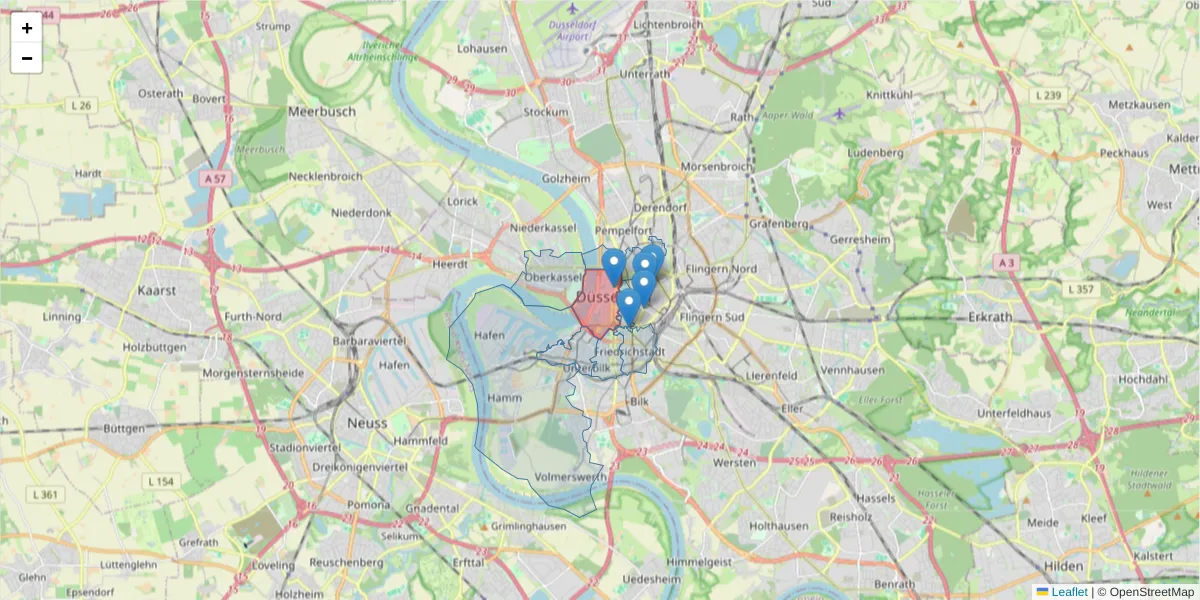 Karte des Postleitzahlen Bereichs  und der umliegenden Postleitzahlen in Deutschland