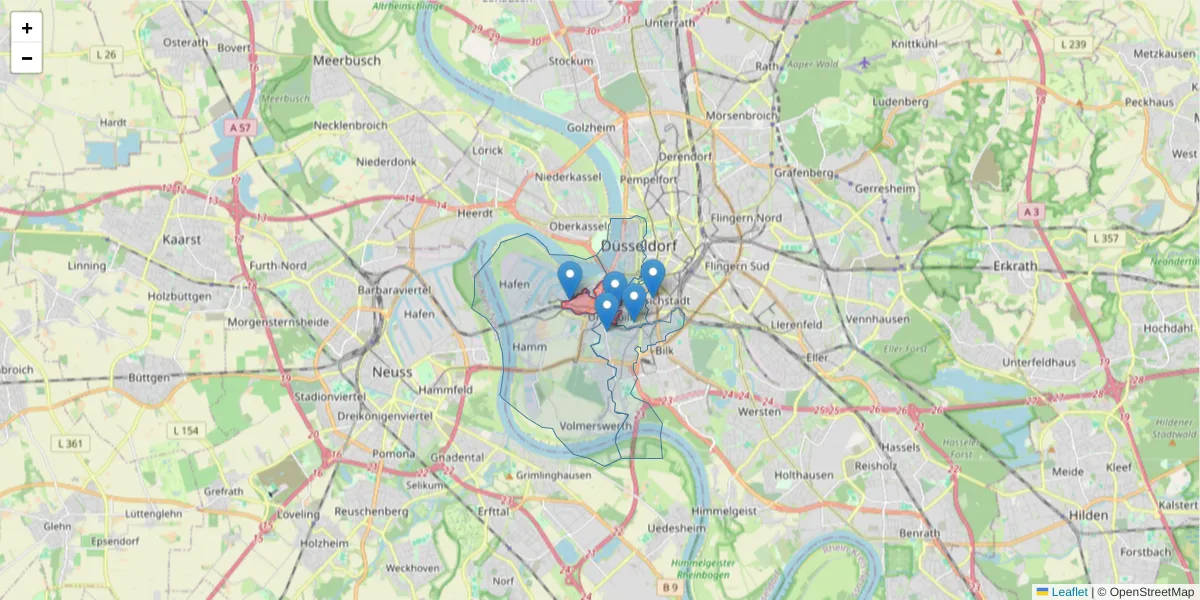 Karte des Postleitzahlen Bereichs  und der umliegenden Postleitzahlen in Deutschland