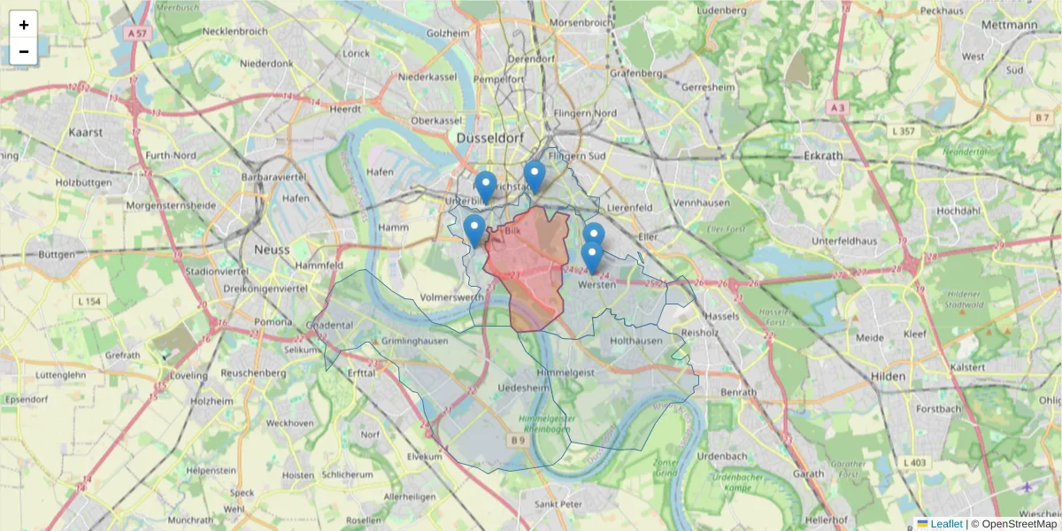 Karte des Postleitzahlen Bereichs  und der umliegenden Postleitzahlen in Deutschland