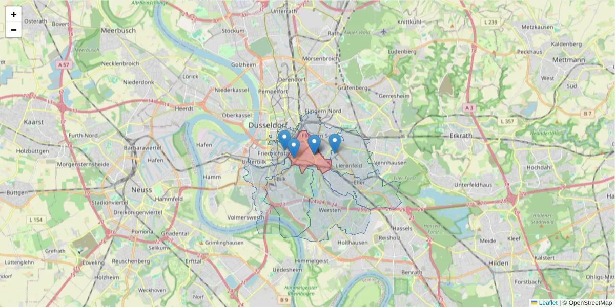 Karte des Postleitzahlen Bereichs  und der umliegenden Postleitzahlen in Deutschland