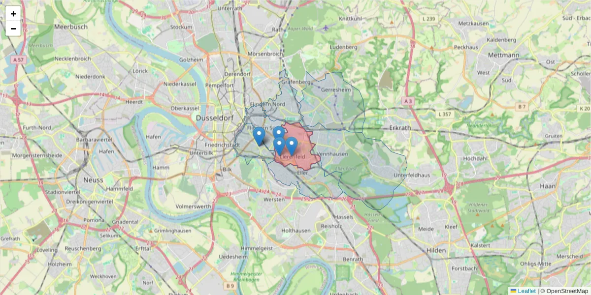 Karte des Postleitzahlen Bereichs  und der umliegenden Postleitzahlen in Deutschland