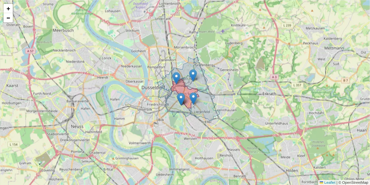 Karte des Postleitzahlen Bereichs  und der umliegenden Postleitzahlen in Deutschland