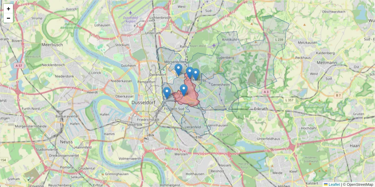 Karte des Postleitzahlen Bereichs  und der umliegenden Postleitzahlen in Deutschland
