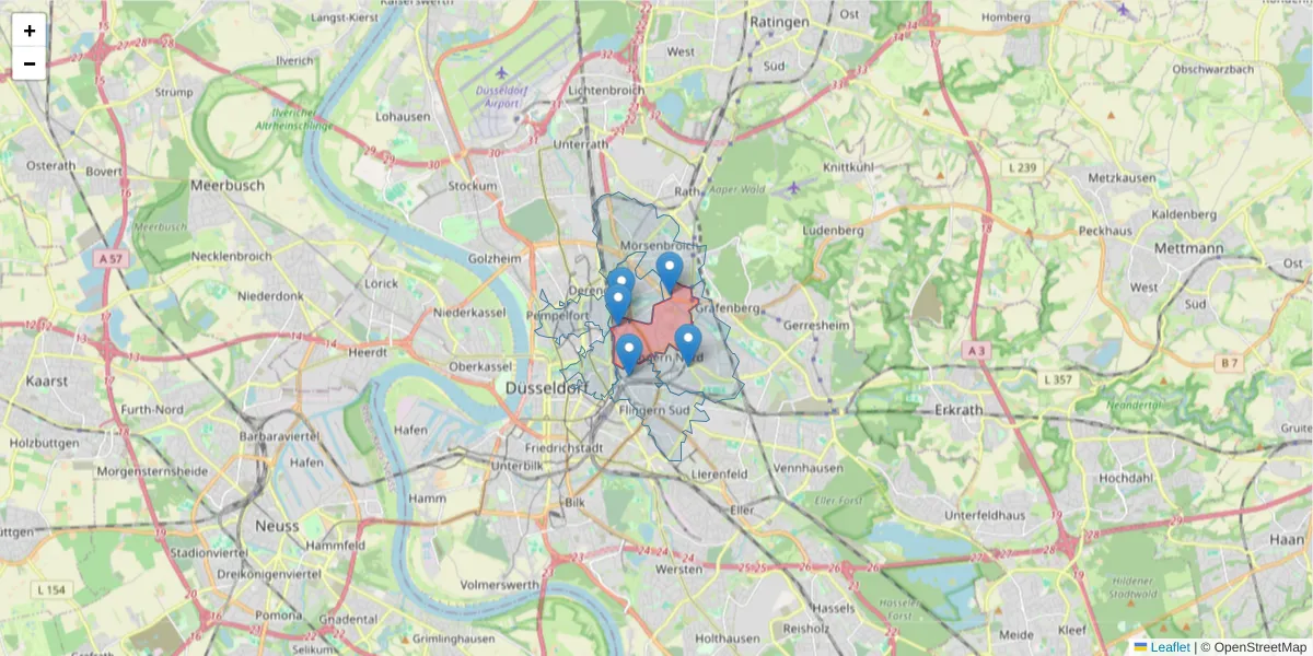 Karte des Postleitzahlen Bereichs  und der umliegenden Postleitzahlen in Deutschland