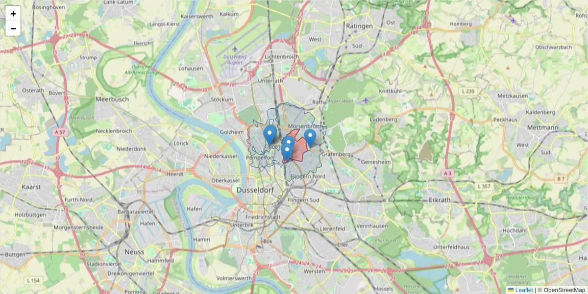 Karte des Postleitzahlen Bereichs  und der umliegenden Postleitzahlen in Deutschland