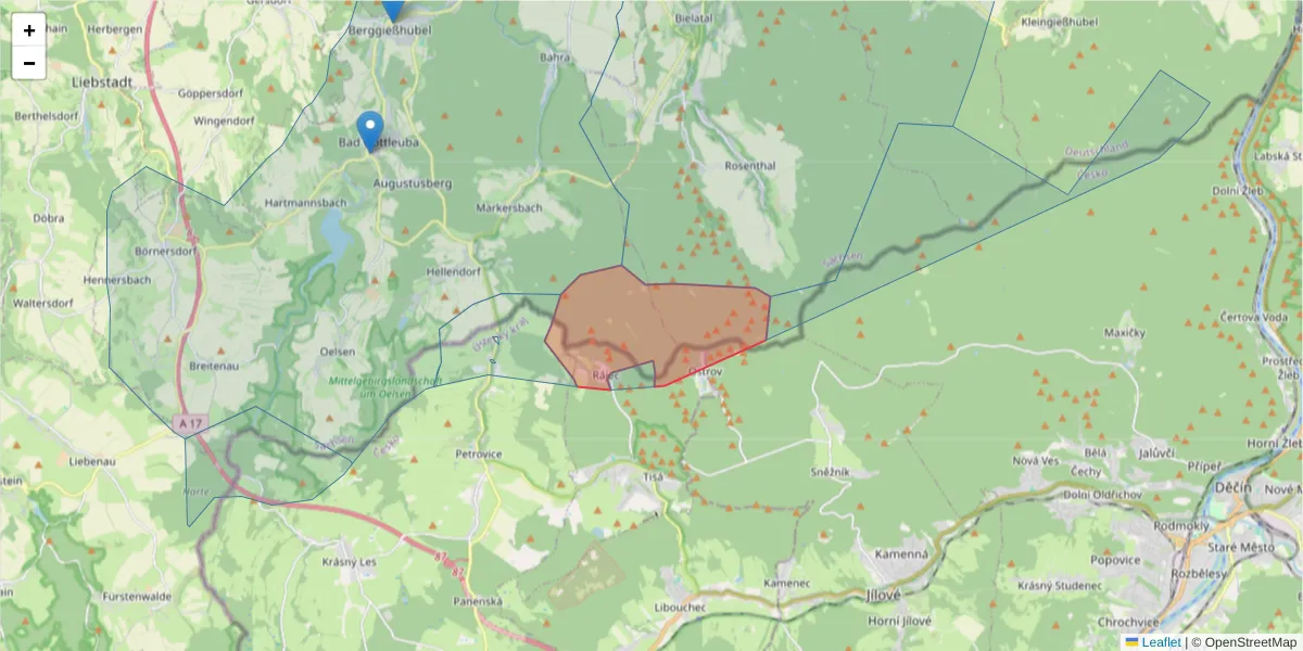 Karte des Postleitzahlen Bereichs  und der umliegenden Postleitzahlen in Deutschland