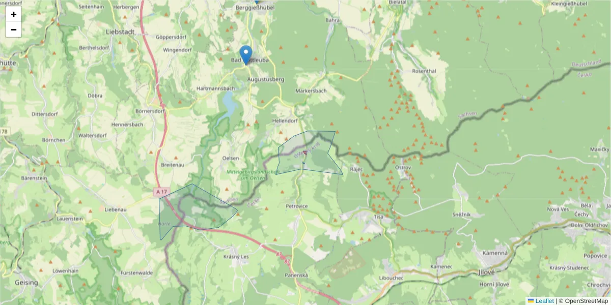 Karte des Postleitzahlen Bereichs  und der umliegenden Postleitzahlen in Deutschland