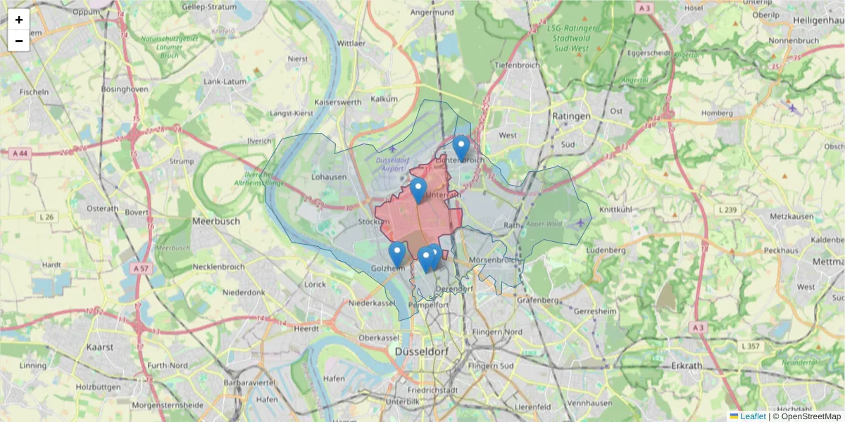 Karte des Postleitzahlen Bereichs  und der umliegenden Postleitzahlen in Deutschland