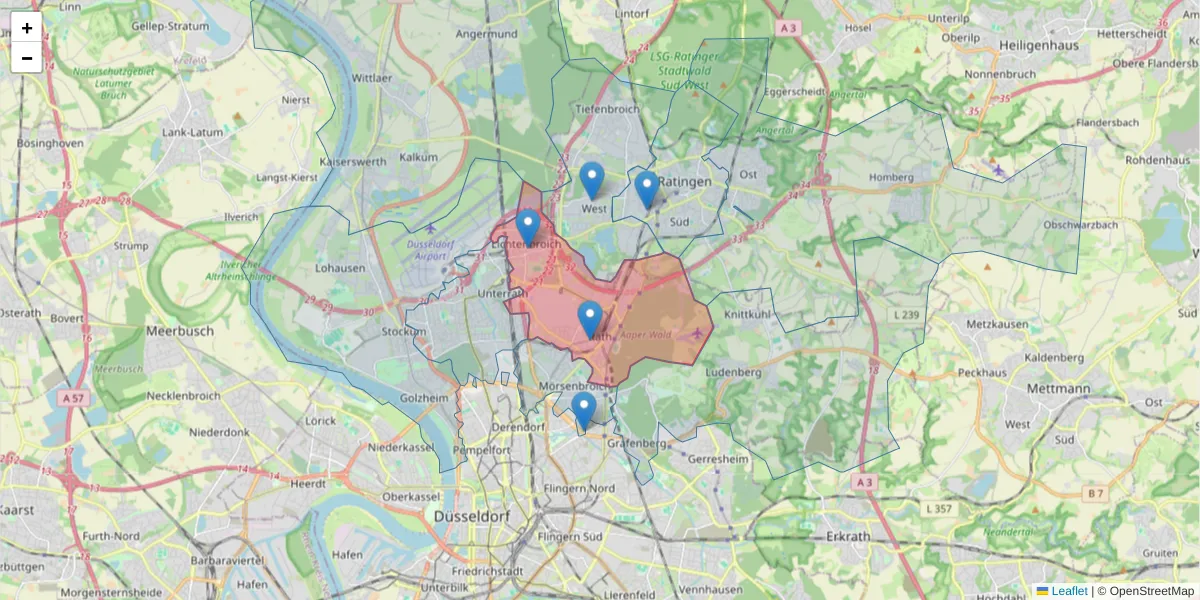 Karte des Postleitzahlen Bereichs  und der umliegenden Postleitzahlen in Deutschland