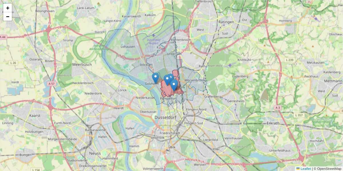 Karte des Postleitzahlen Bereichs  und der umliegenden Postleitzahlen in Deutschland